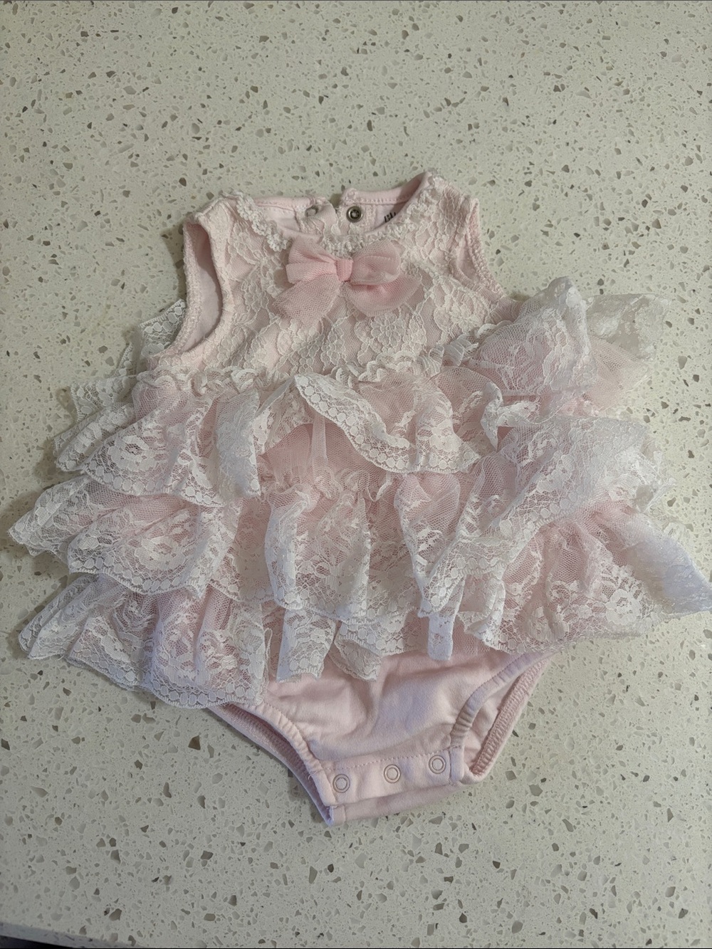 Little Me Pink Lace Ruffle Bodysuit